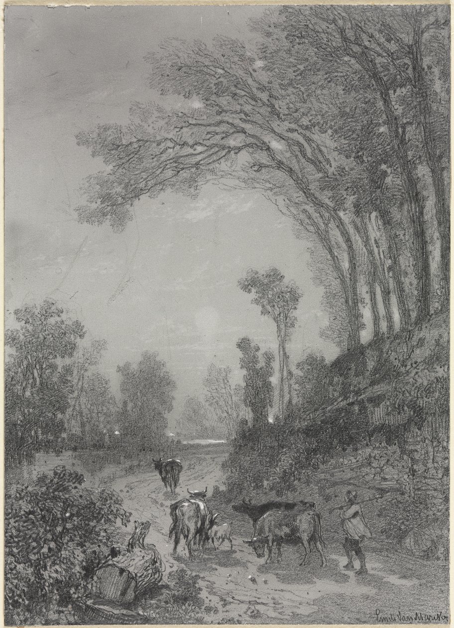 Paisagem com vacas de Émile van Marcke