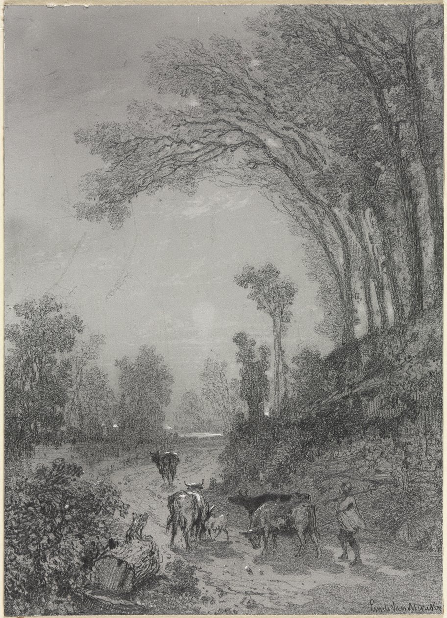 Paisagem com Vacas, segunda metade do século XIX. de Émile van Marcke