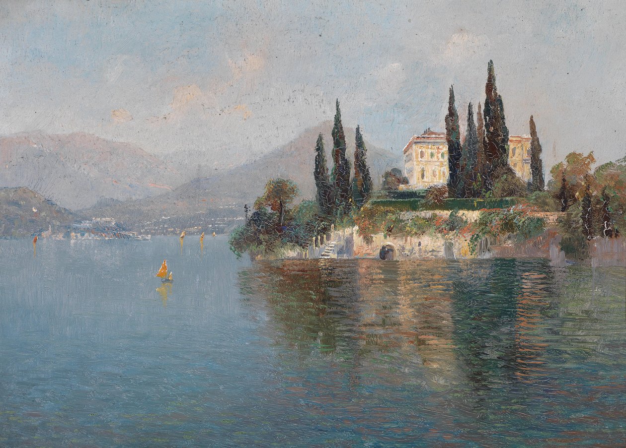 Vista da Villa Cipressi, Varenna, Lago de Como de Emilie Mediz Pelikan