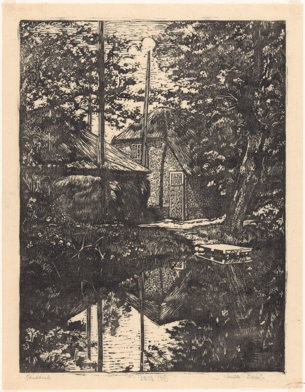 Casa de campo à beira-mar e celeiro de feno de Emilius Wilhelmus Dehé (signed by artist)