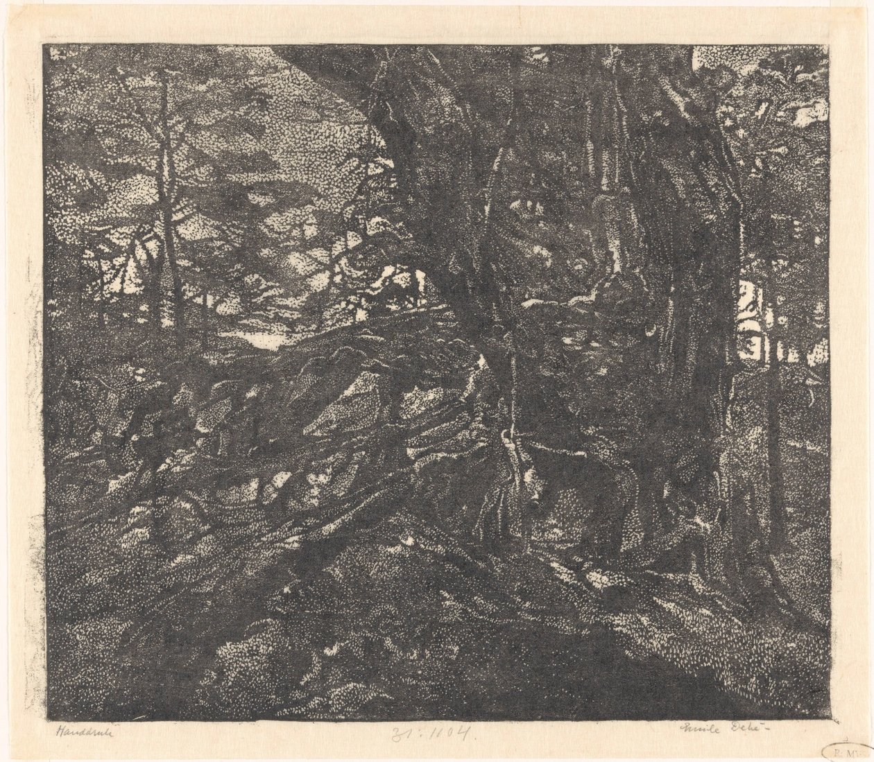 Árvores na borda de uma duna entre Egmond e Bergen de Emilius Wilhelmus Dehé (signed by artist)