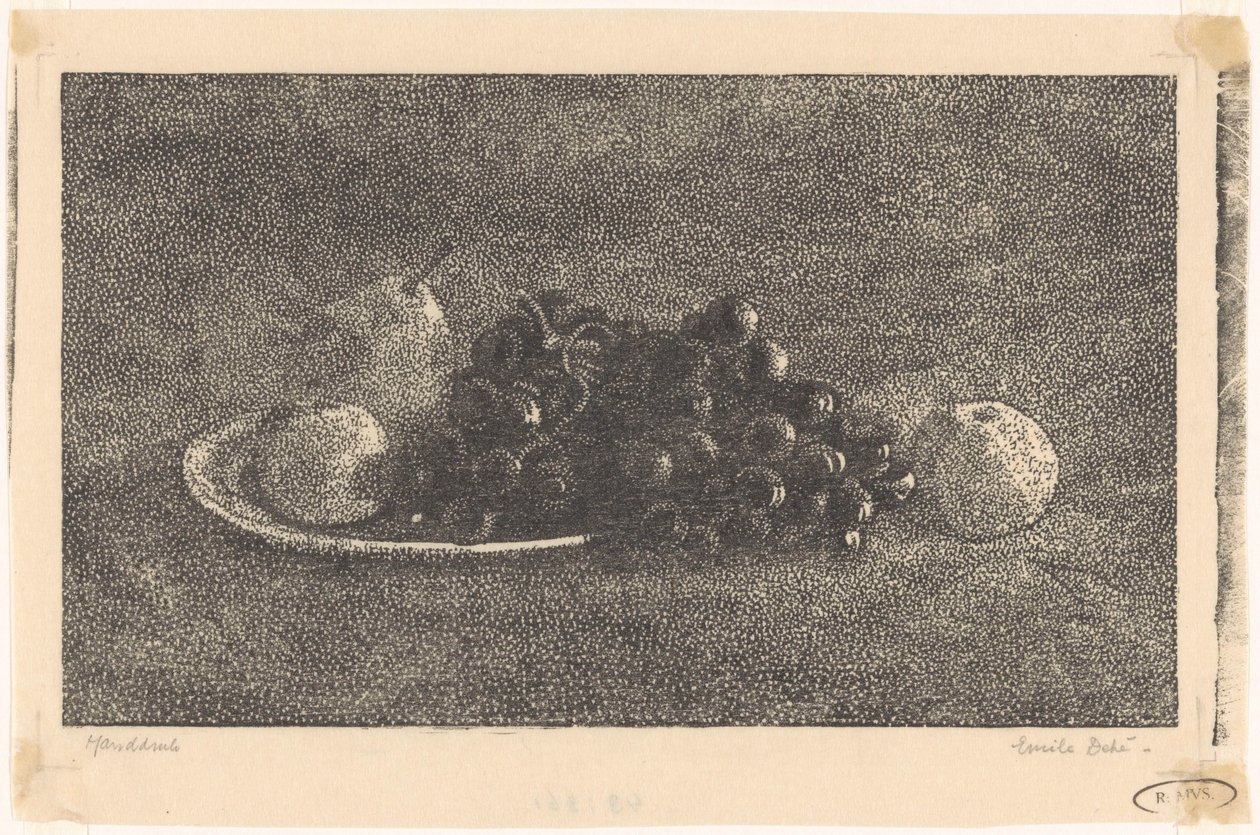 Tigela com uvas e outras frutas de Emilius Wilhelmus Dehé (signed by artist)