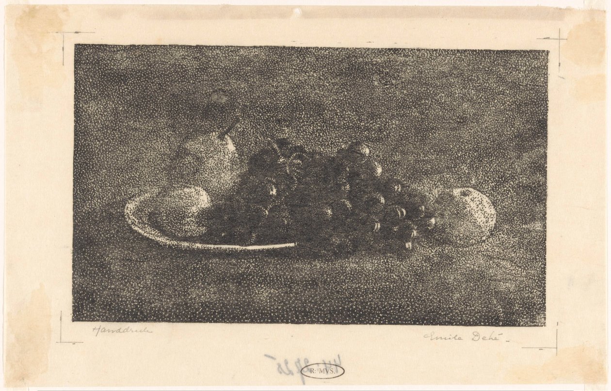 Tigela com uvas e outras frutas de Emilius Wilhelmus Dehé (signed by artist)