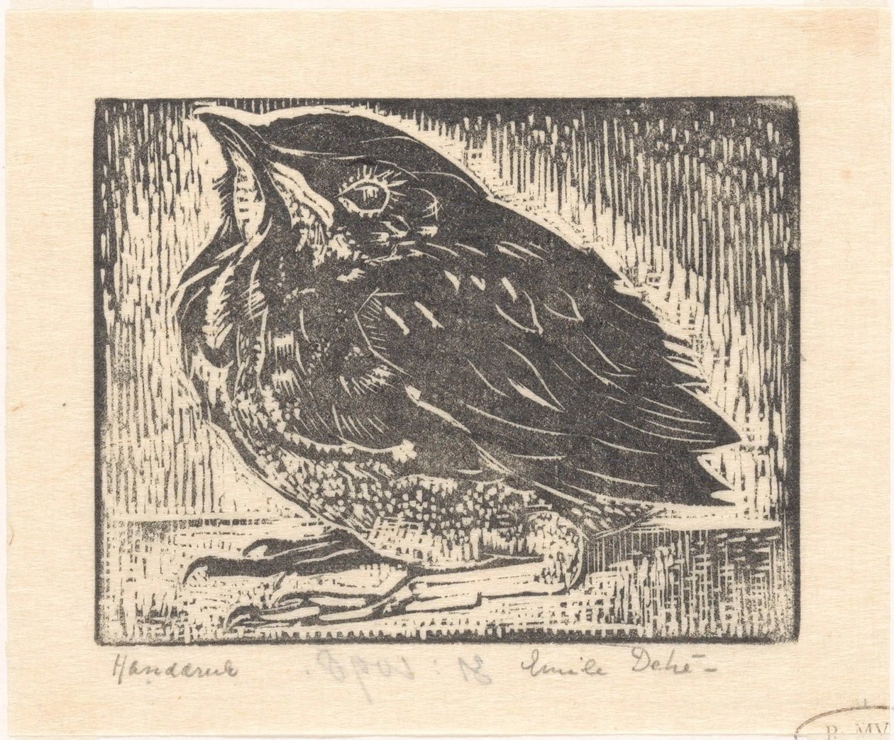 filhote de pássaro de Emilius Wilhelmus Dehé (signed by artist)