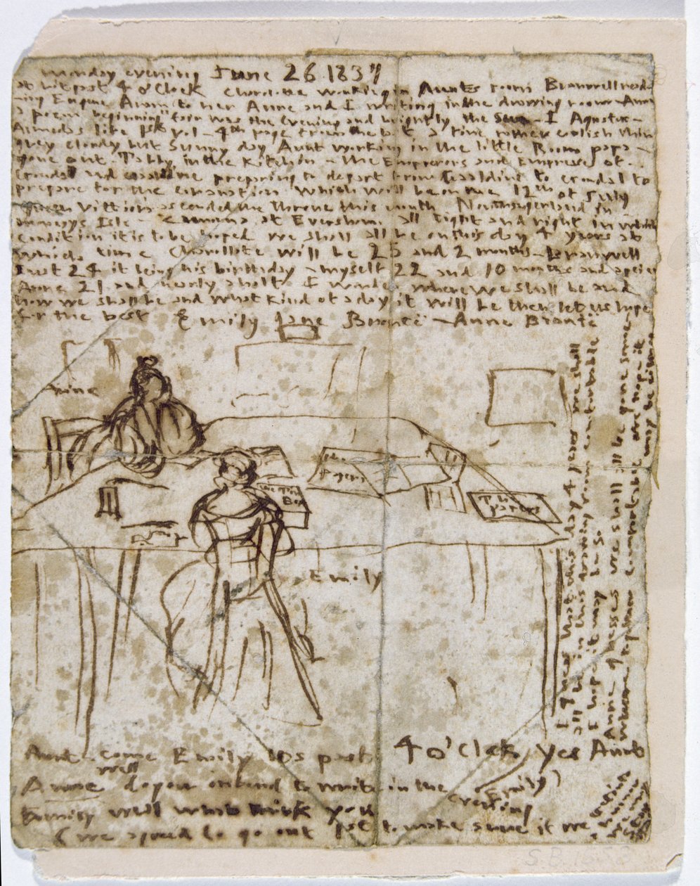 Papel diário, 1837 (caneta e tinta no papel) de Emily Bronte