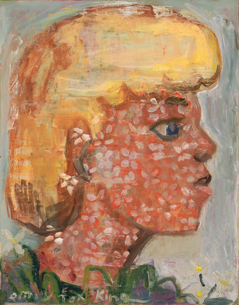 juventude em flor, 2024 (óleo e cera fria sobre tela) de Emily Fox King