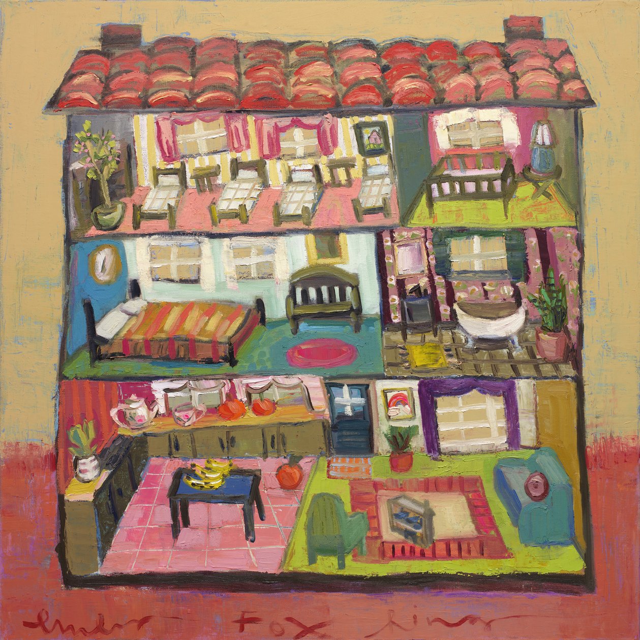 casa de bonecas de harper, 2024 (óleo sobre tela) de Emily Fox King