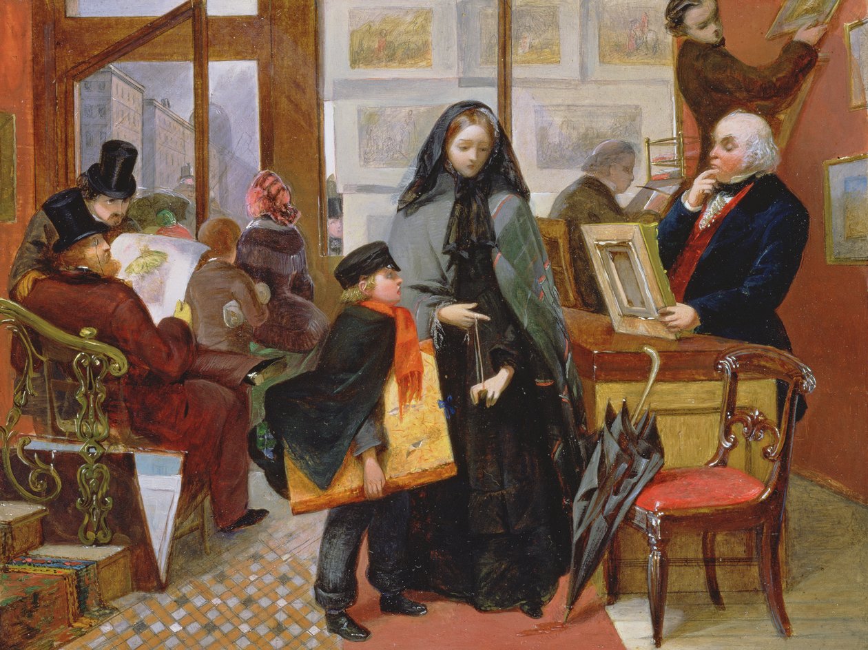 Estudo para &39;Nameless and Friendless&39;, c.1857 (óleo no painel) de Emily Mary Osborn