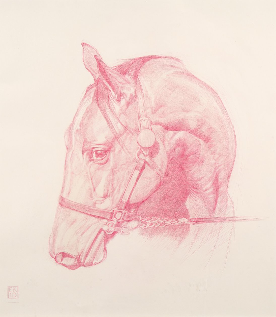 Portrait Head, 2010 (giz vermelho sobre papel) de Emma Kennaway