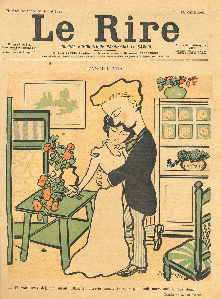 True Love, da capa de &39;Le Rire&39;, 29 de julho de 1899 de Emmanuel Poire Caran D