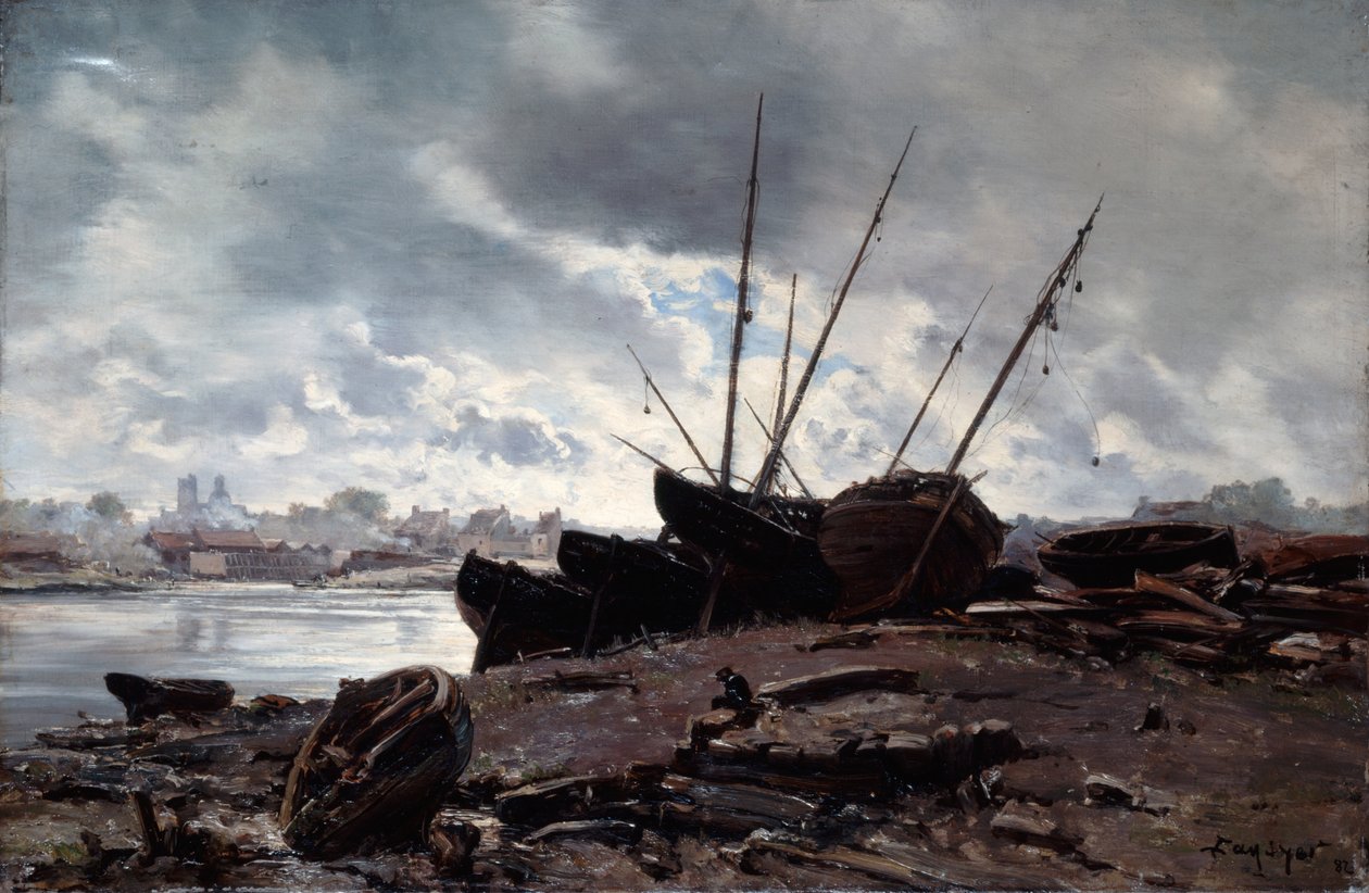 Barcos à espera da maré, 1882. de Emmanuel Lansyer