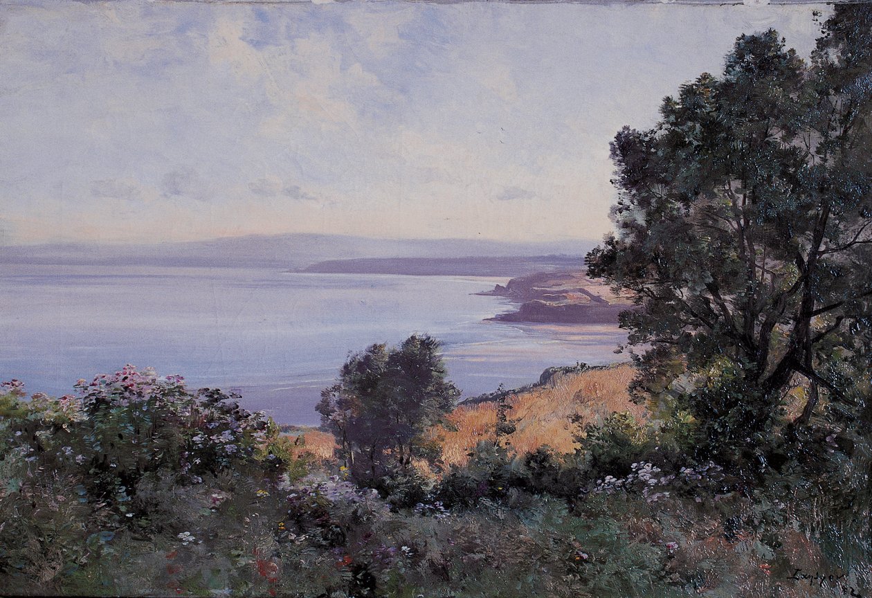 Douarnenez trigo e árvores em vista de Emmanuel Lansyer
