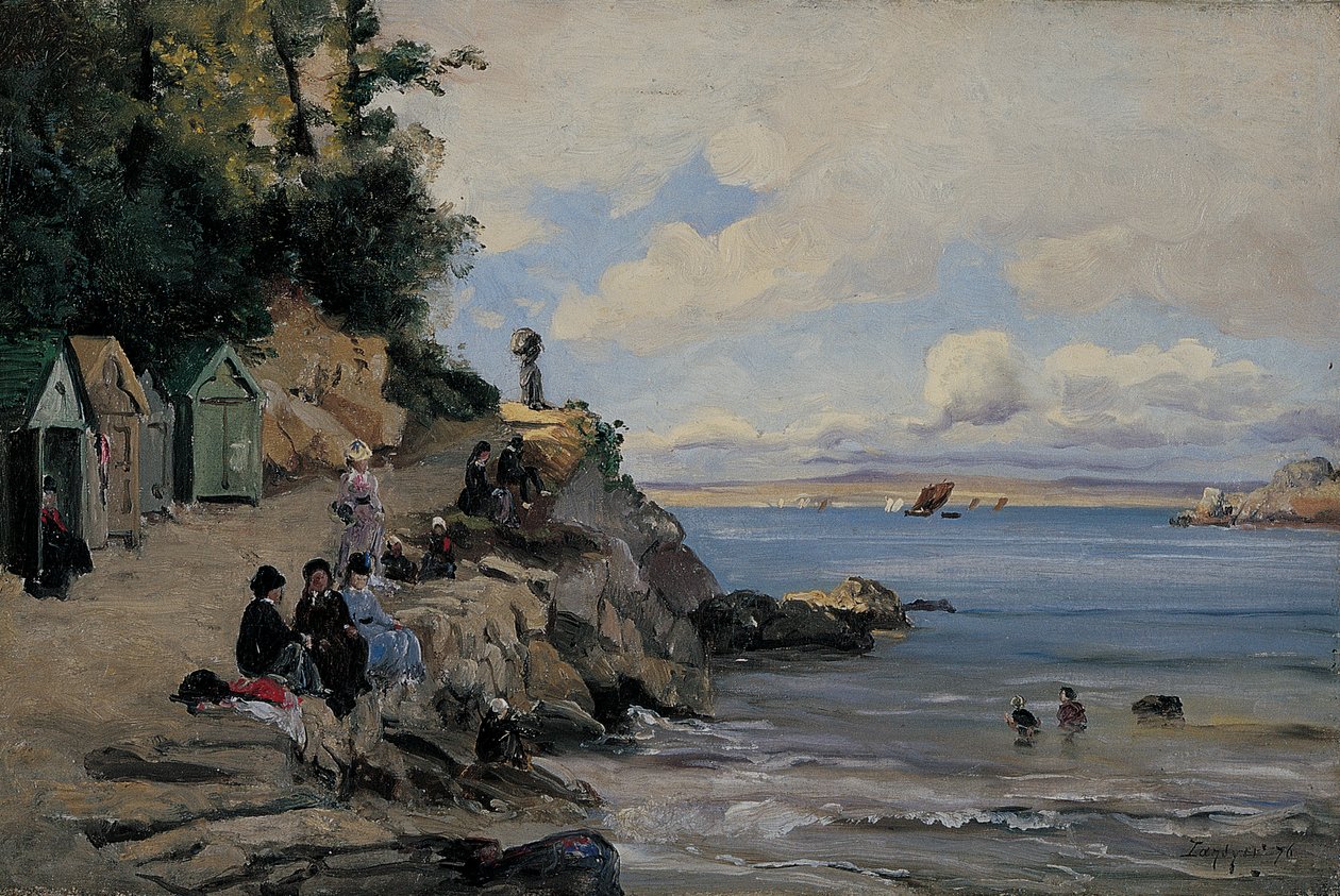 Banho de senhora, Douarnenez, Agosto de 1876 (óleo sobre tela) de Emmanuel Lansyer