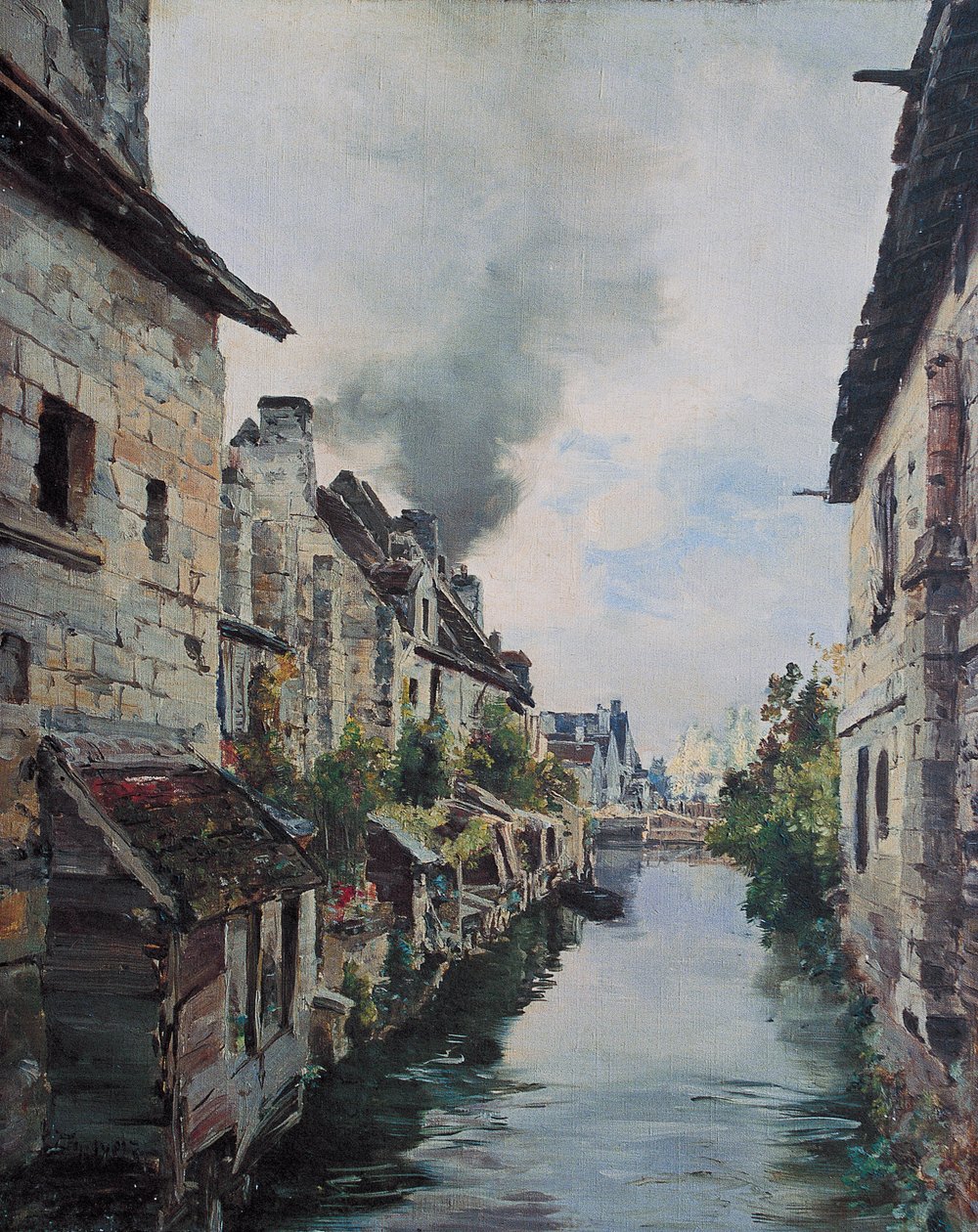 O Canal de Beaulieu, vista da ponte sobre a estrada de Loches para Beaulieu. 1891 (óleo sobre tela) de Emmanuel Lansyer
