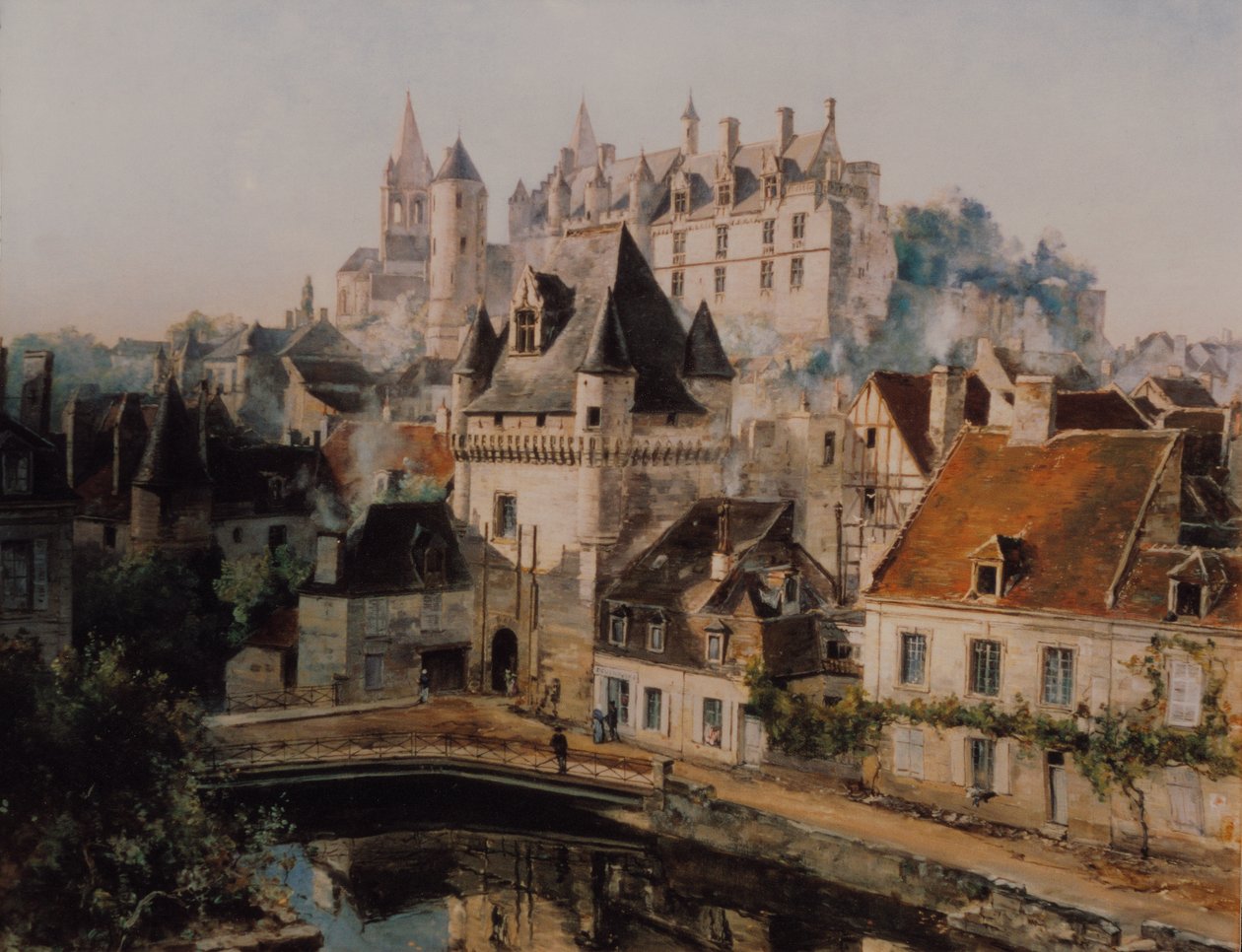O castelo de Loches e a Porte des Cordeliers, vista tirada da fábrica de fiação de Emmanuel Lansyer