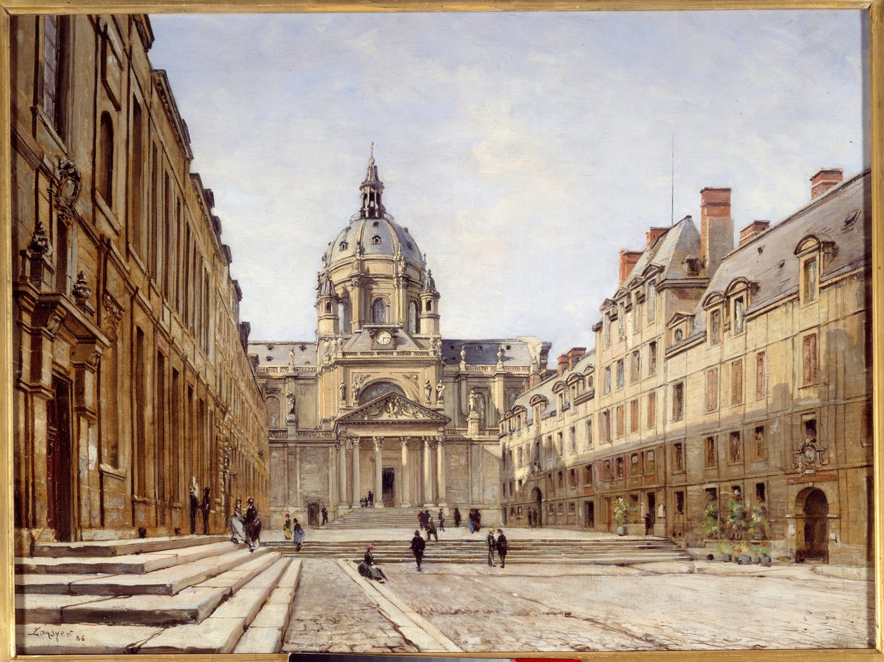 A corte da velha Sorbonne em Paris. Pintura de Emmanuel Lansyer (1835-1893) de Emmanuel Lansyer