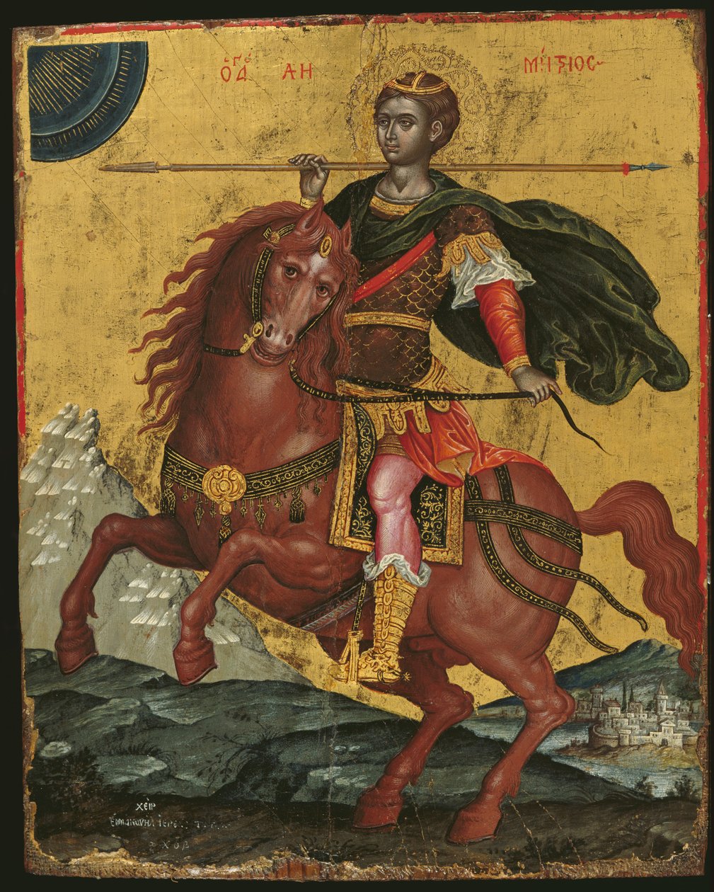 Ícone de São Demétrio a Cavalo, 1672 (têmpera de ovo no painel) de Emmanuel Tzanes