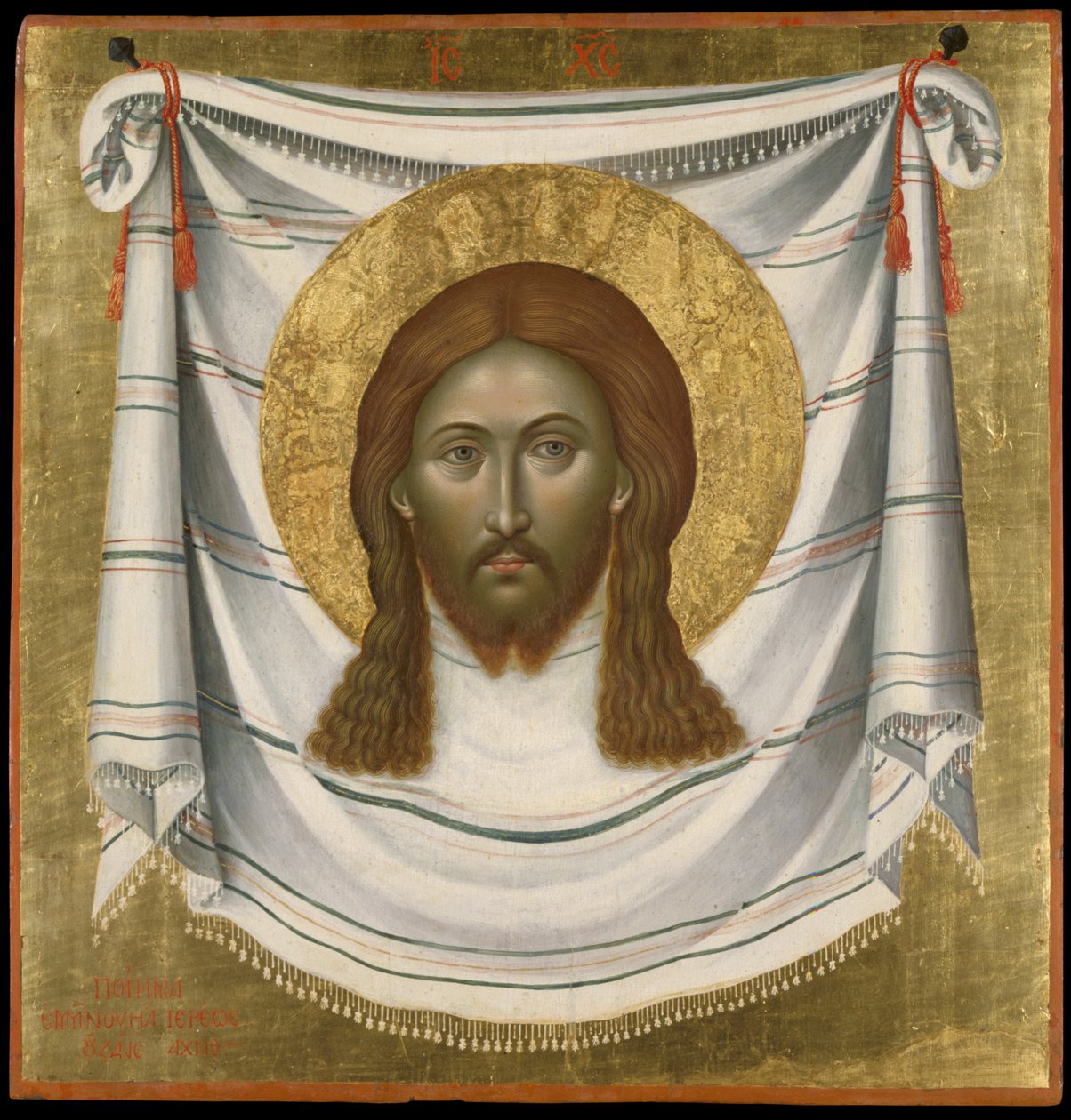 A Toalha Sagrada, 1659 (tempera de ovo no painel) de Emmanuel Tzanes