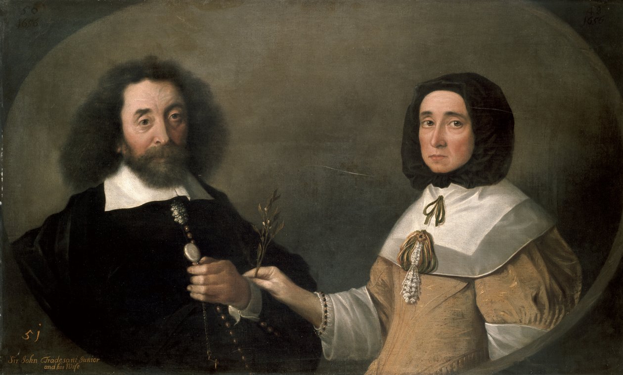 John Tradescant the Younger e Hester, sua segunda esposa de Emmanuel de Critz