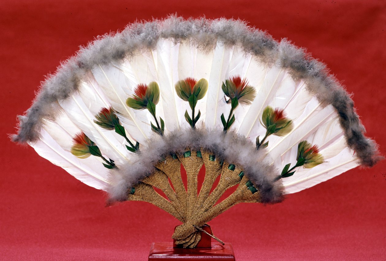 Ventilador de penas de pássaro, período tardio de Manchou (século XIX). de Empress Cixi Manchu Chinese