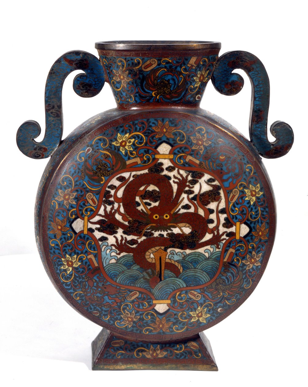 Vaso chinês em esmalte cloisonne, período Manchou de Empress Cixi Manchu Chinese