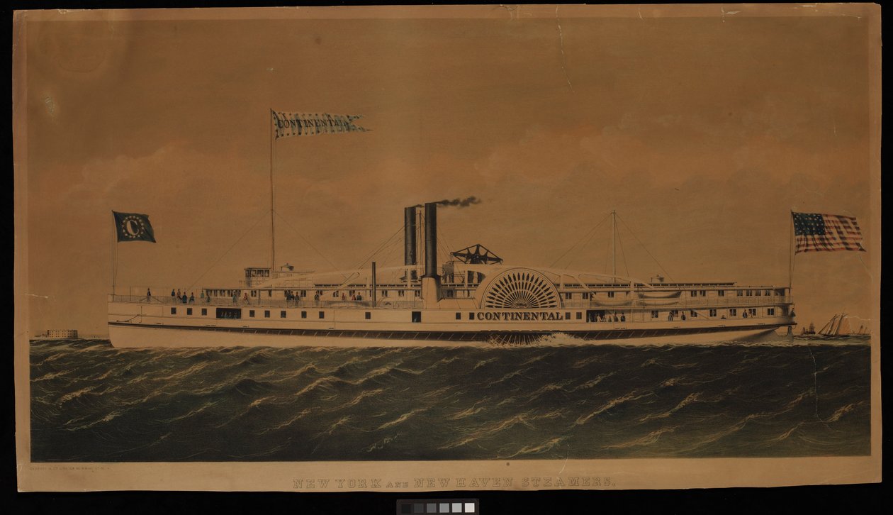 New York e New Haven Steamers Continental (litografia, colorida) de Endicott Endicott