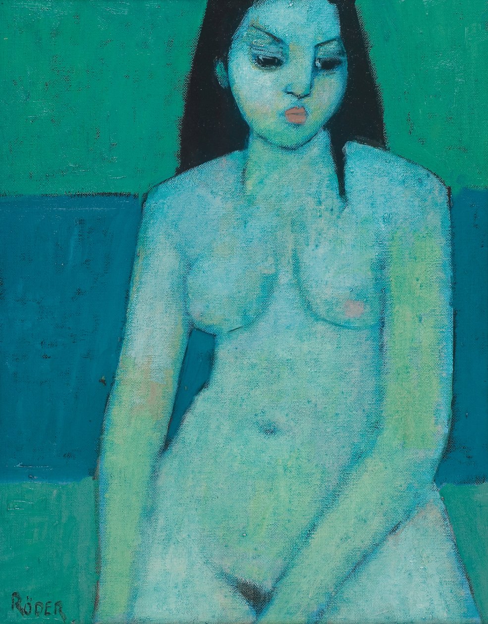 Angelina Nua (óleo a bordo) de Endre Roder