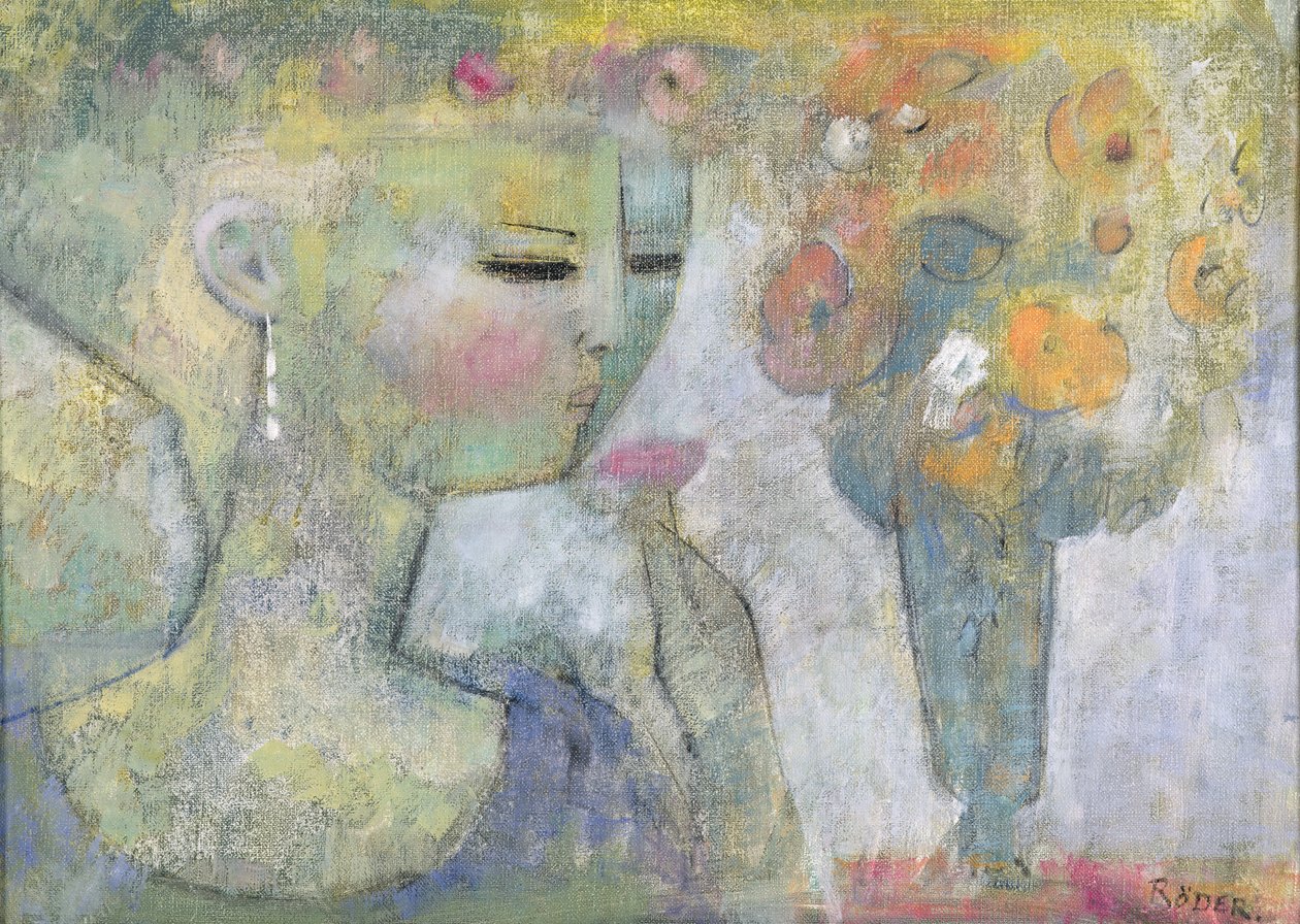 Vaso de vidro (óleo sobre tela) de Endre Roder