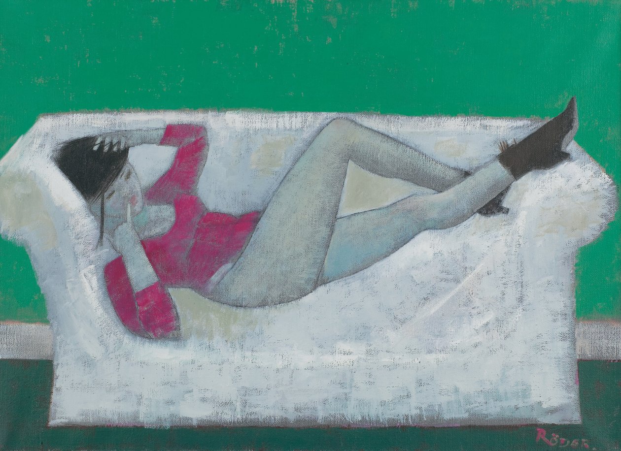 Karen on the Settee (óleo sobre tela) de Endre Roder