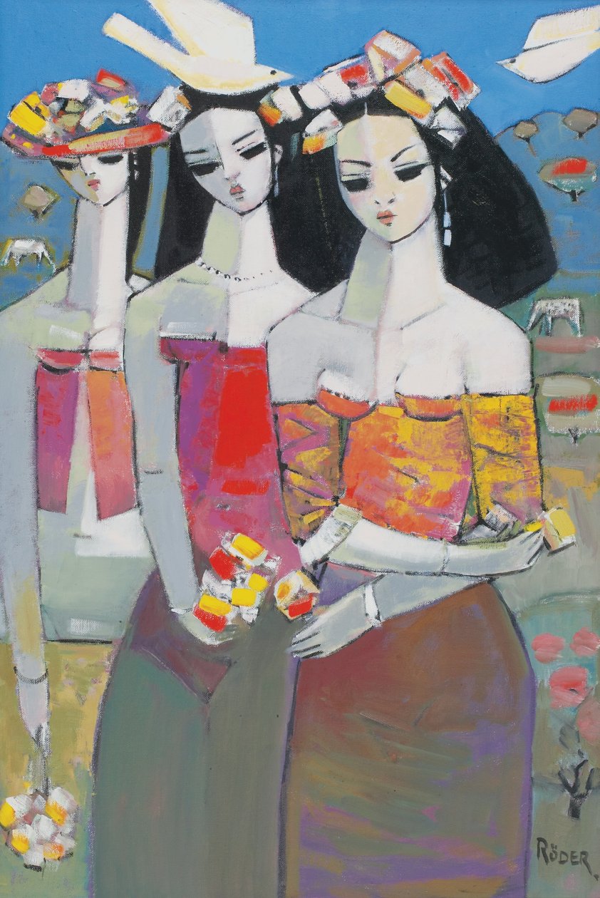 Duas Aves Brancas (óleo sobre tela) de Endre Roder
