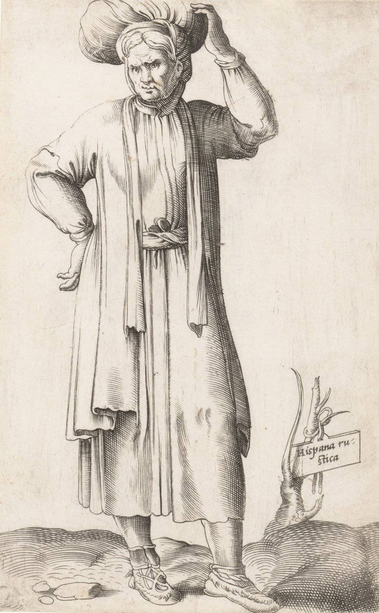 Prato do Traje: Hispania Rustica com roupa na cabeça, ca. 1557-58. de Enea Vico