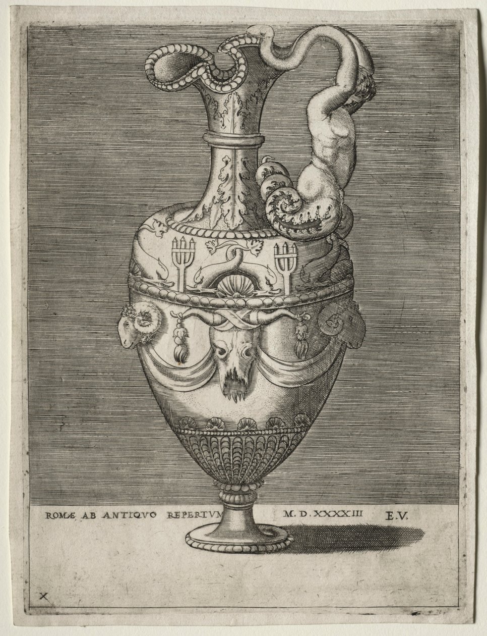 Jarro ornamentado com golfinhos, 1543. de Enea Vico