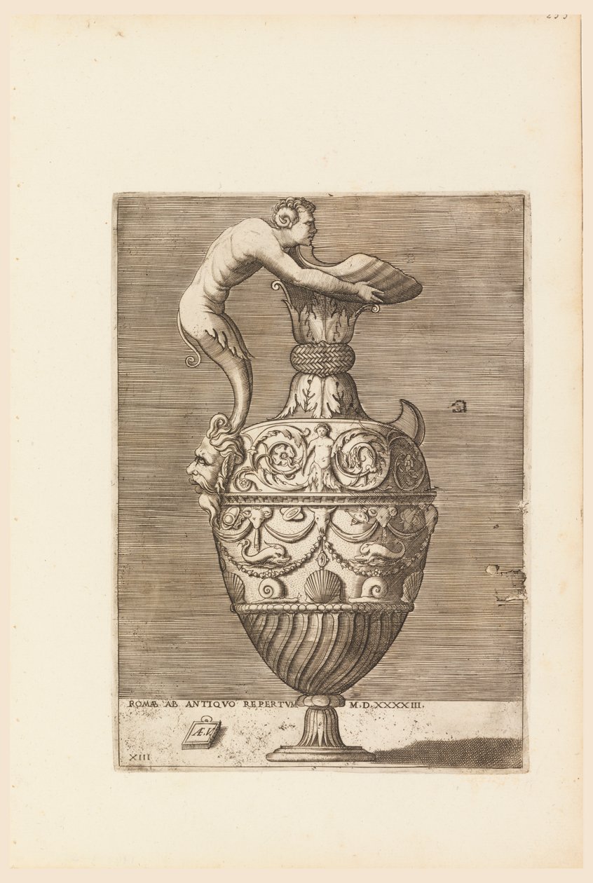 Ewer with a Satyr Holding a Large Conch (Vico) de Enea Vico