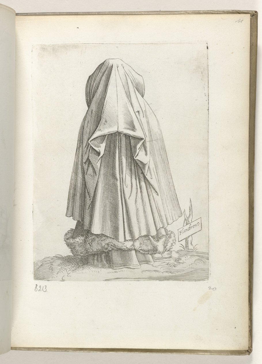 Flandrens (título sobre o objecto)
Uma mulher da Flandres, vestida de acordo com a moda de c. 1550
Diversarum gentium nostrae aetatis habitus (título da série) de Enea Vico