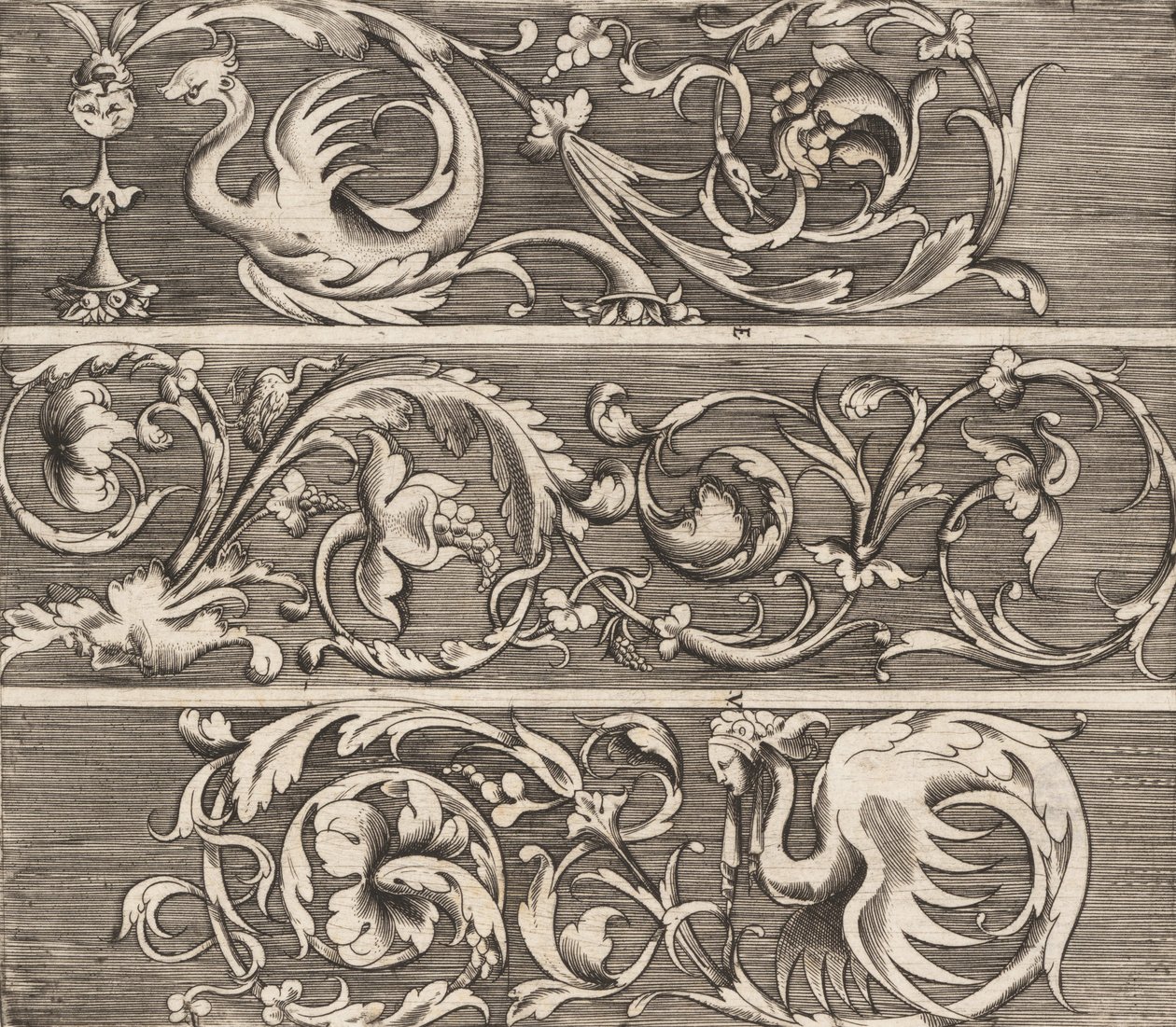 Três Frisos com Folhagem Ornamental, ca. 1541-43. de Enea Vico
