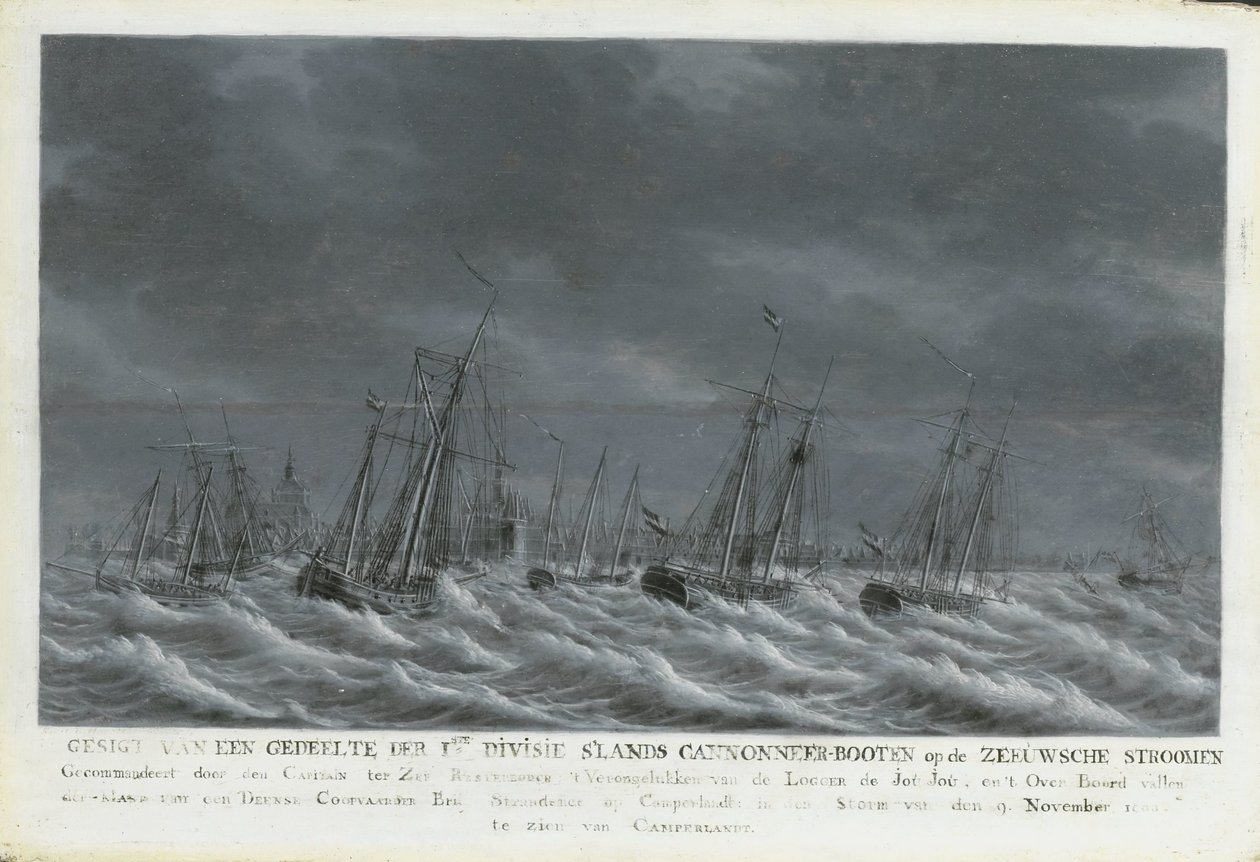 A Frota Batavian ao largo de Veere, 1800 de Engel Hoogerheyden