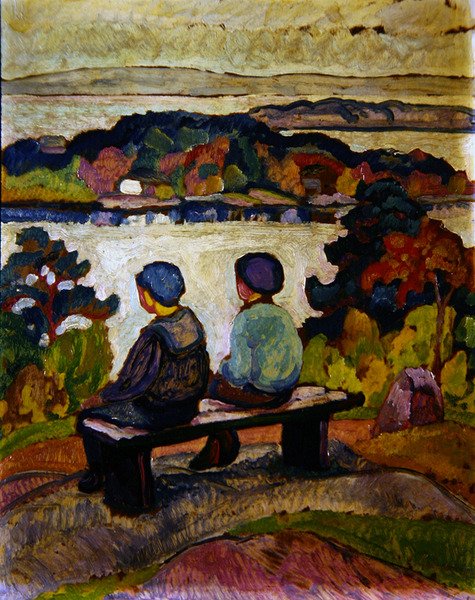 Dois Rapazes na Paisagem de um Rio de Engelbert Gminska