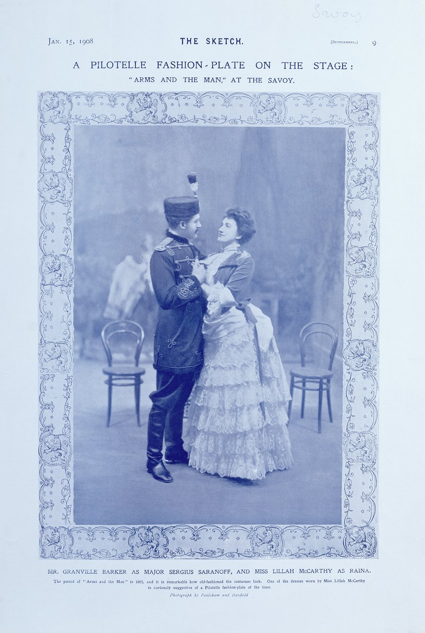 Uma placa de moda de Pilotelle no palco, 15 de janeiro de 1908 de English Photographer