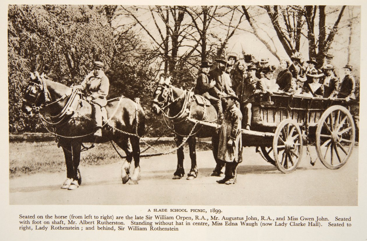 Um piquenique na Slade School, 1899, fotografia do The Times (foto em sépia) de English Photographer