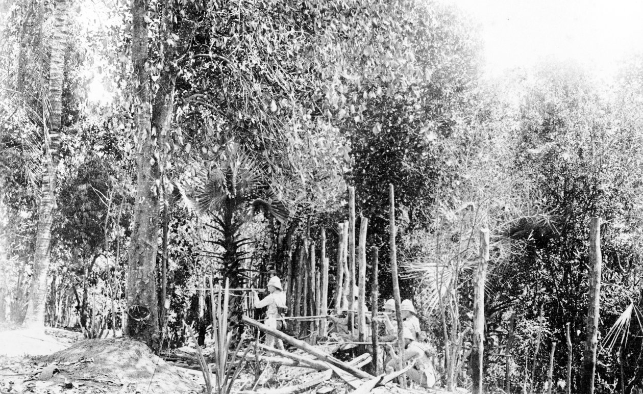 Tropas britânicas que lutam na selva birmanesa, c.1891 de English Photographer
