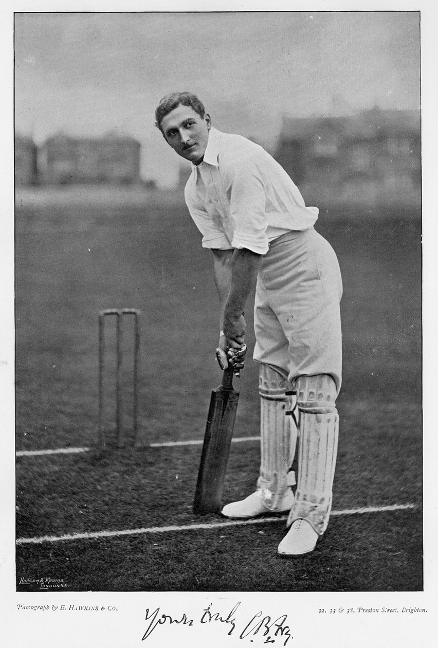 CB Fry, de Famous Cricketers e Cricket Grounds, publicado por Hudsonby e Kearns, 1895 foto) de English Photographer