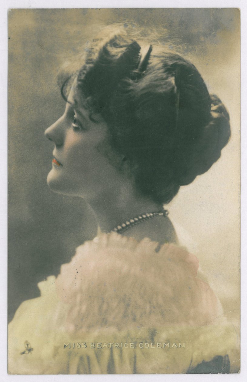 Celebridades do Palco: Miss Beatrice Coleman, 1903-08 (foto colorida) de English Photographer