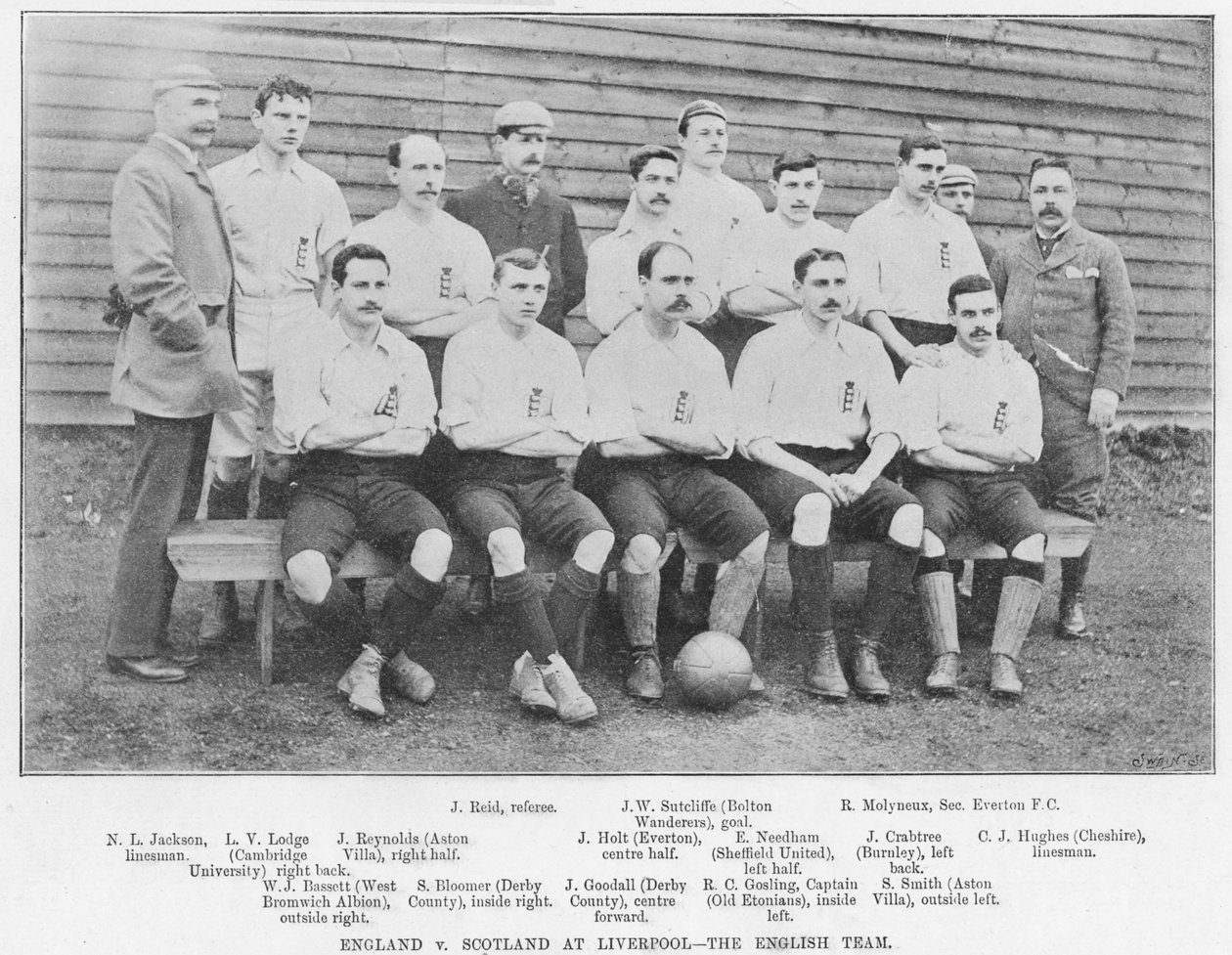 Inglaterra vs Escócia em Liverpool: The English Team, 1895 de English Photographer