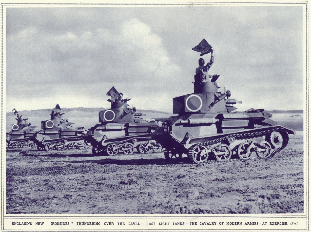 Englands new ironsides trovejando ao longo do nível, de The Illustrated War News, publicado em 1º de novembro de 1939 de English Photographer