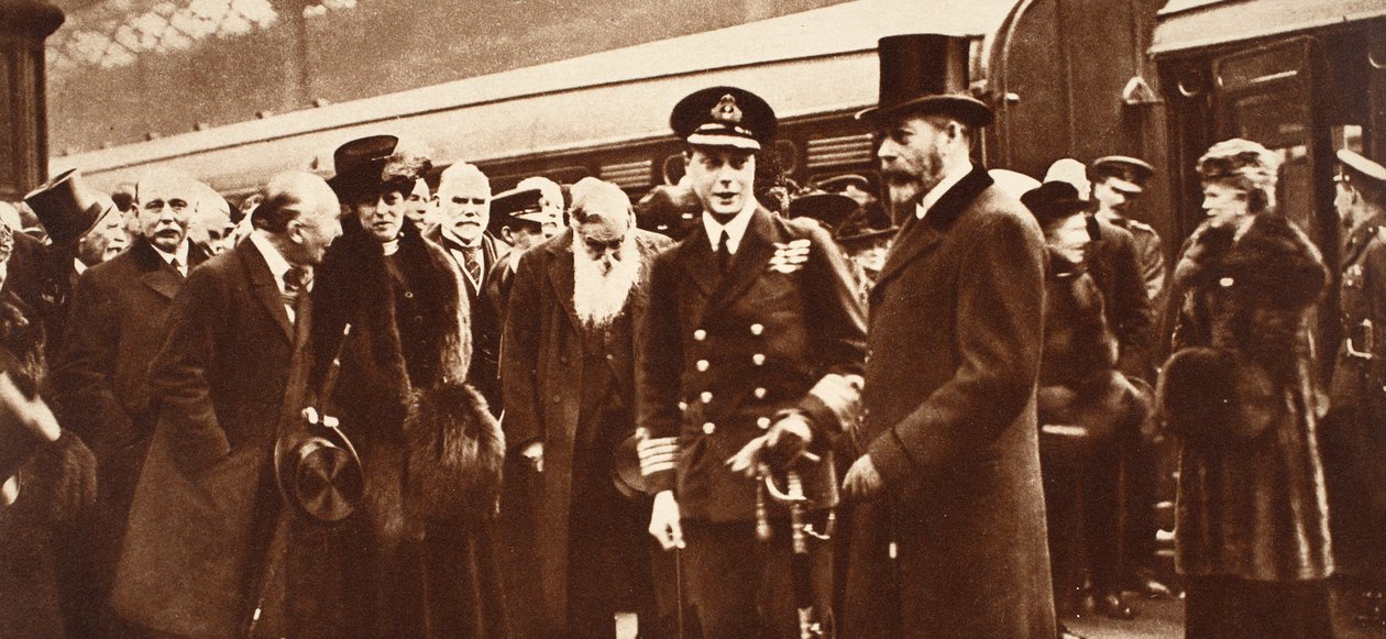 Rei Edward VIII Deixando para a Austrália, dizendo adeus a sua mãe e pai em Victoria, 1920 de English Photographer