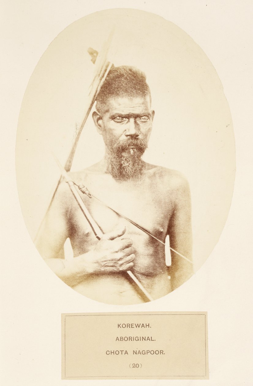 Korewah, aborígine, Chota Nagpoor, do povo da Índia, por J. Forbes Watson, publicado em 1868 (impressão de albume) de English Photographer