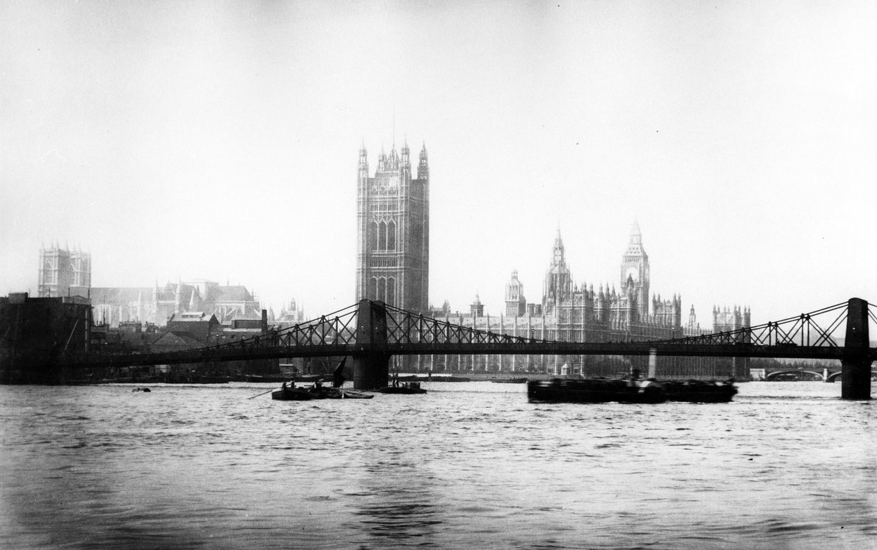 Lambeth Bridge e o Palácio de Westminster, no final da 19ª de English Photographer
