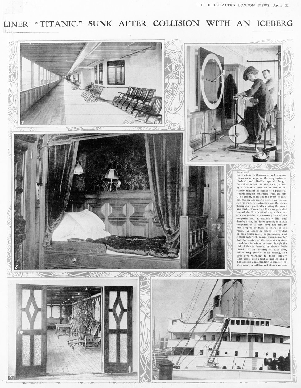 O Titanic afundou após colisão com um iceberg, do The Illustrated London News, 20 de abril de 1912 de English Photographer