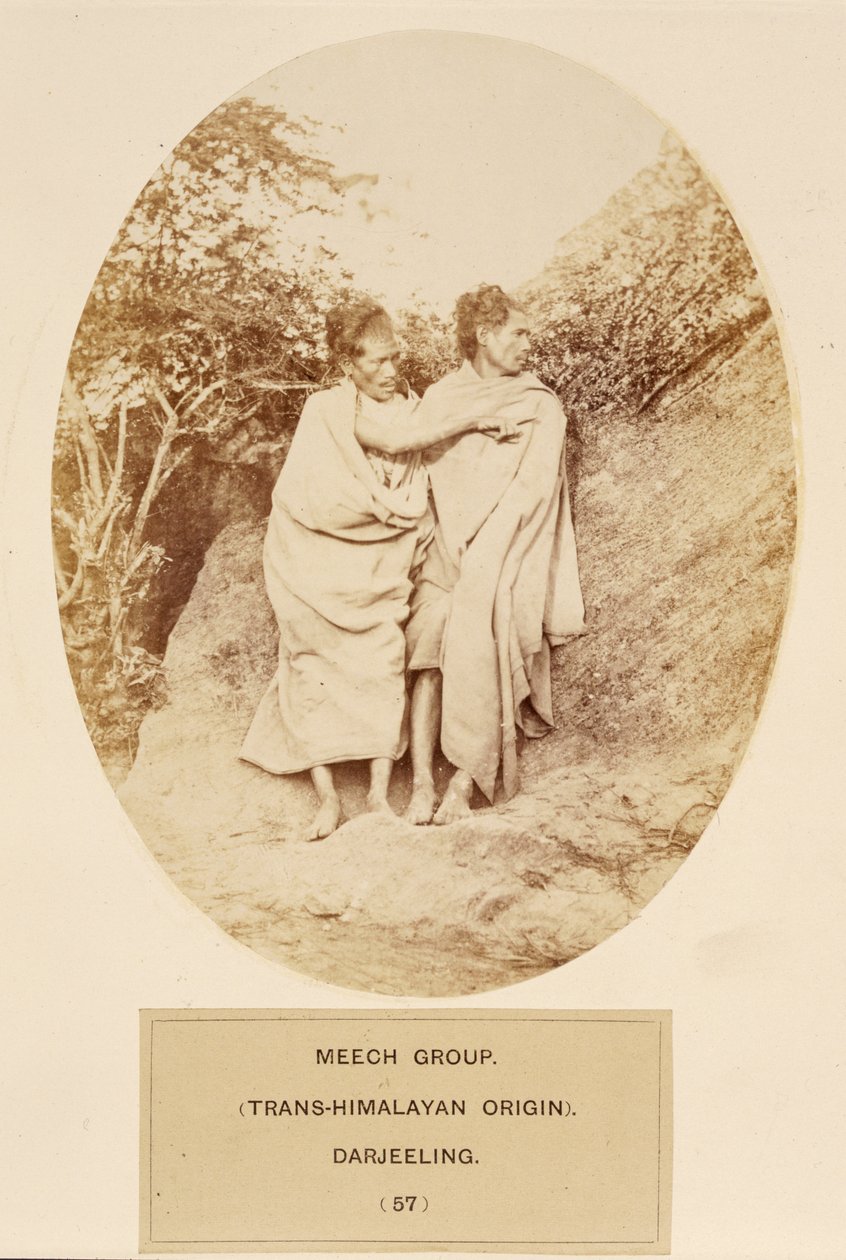 Grupo Meech (Trans-Himalayan Origin), Darjeeling, de The People of India, de J. Forbes Watson, publicado em 1868 (impressão de albume) de English Photographer