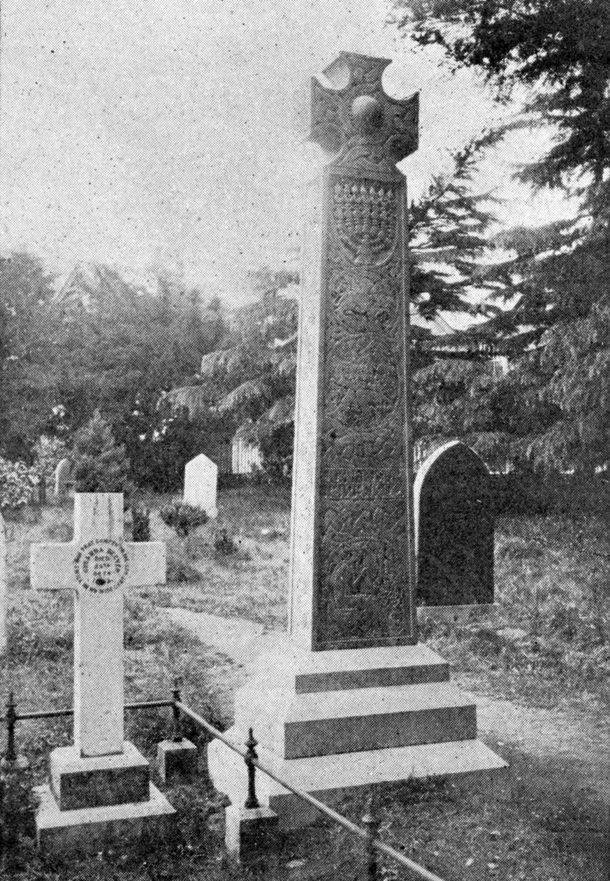 Cruz do Memorial sobre John Ruskins Grave, ilustração do rei, 1 de junho de 1901 de English Photographer